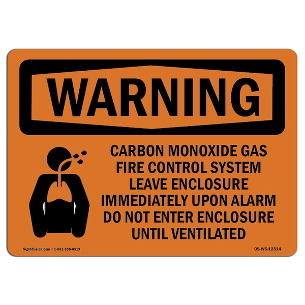 Safety Sign, OSHA WARNING, 3.5" Height, 5" Width, Carbon Dioxide Gas Fire, Landscape, 10PK
